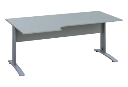 ERK 28 - 186 stůl kancelářský, rohový, levý, kovová podnož stříbrná, deska 25 mm, široký 1800 mm, šedá